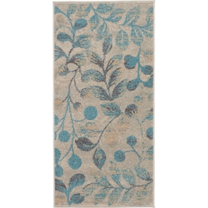 Nourison Tranquil 2' x 4' Ivory/Turquoise Farmhouse Indoor Rug