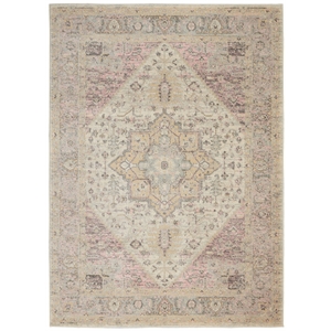 nourison tranquil 6' x 9' ivory/pink farmhouse indoor rug