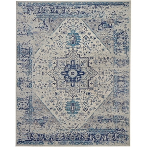 nourison tranquil 7' x 10' ivory/light blue bohemian indoor rug