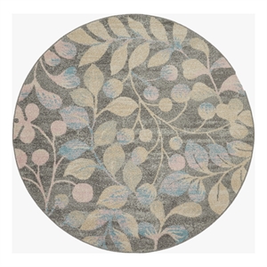 Nourison Tranquil 5'3&quot x ROUND Grey/Beige Farmhouse Indoor Rug Polypropylene