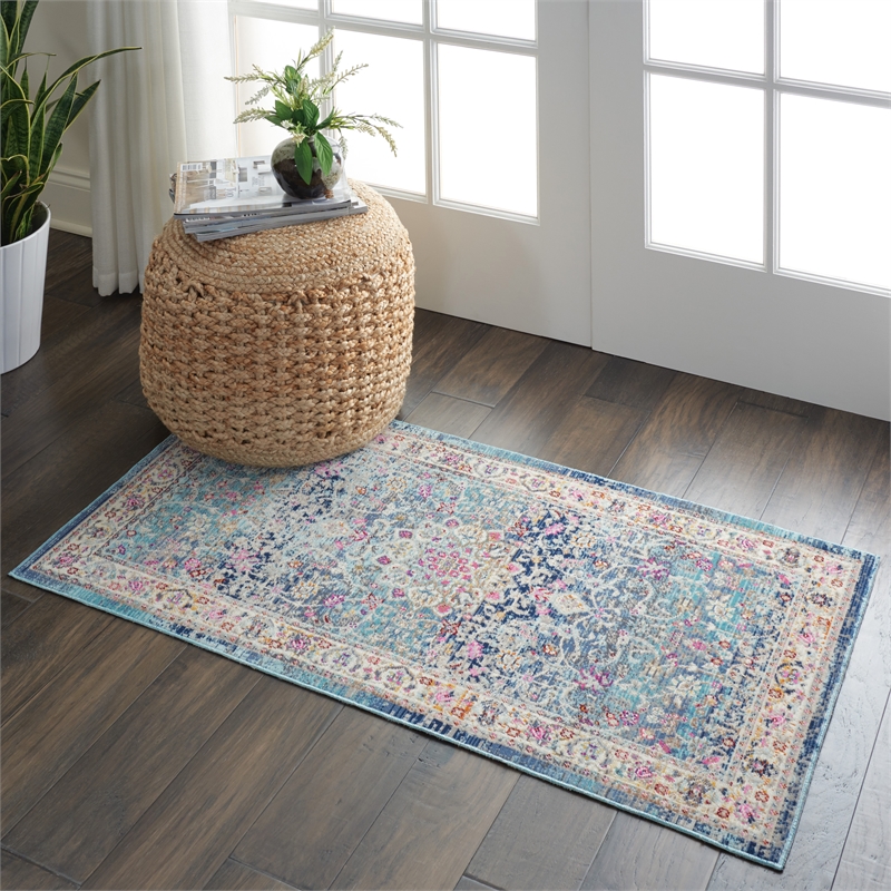 Nourison Vintage 2' x 4' Blue Vintage Indoor Rug Polypropylene