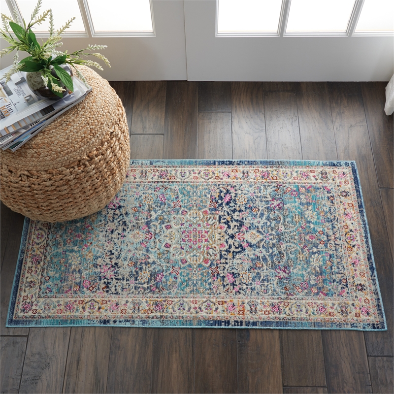 Nourison Vintage 2' x 4' Blue Vintage Indoor Rug Polypropylene