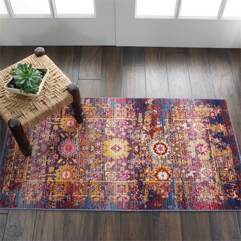 Nourison Vintage 2' x 4' Red-Multicolor Vintage Indoor Rug