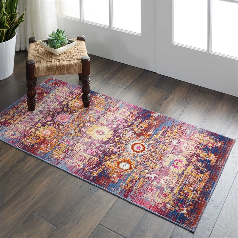 Nourison Vintage 2' x 4' Red-Multicolor Vintage Indoor Rug