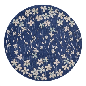 Nourison Tranquil 5'3&quot x ROUND Navy Indoor Rug Polypropylene