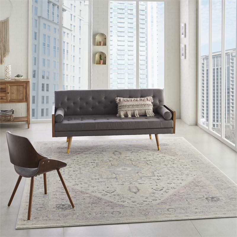 Nourison Tranquil 8' x 10' Ivory/Pink Farmhouse Indoor Rug Polypropylene