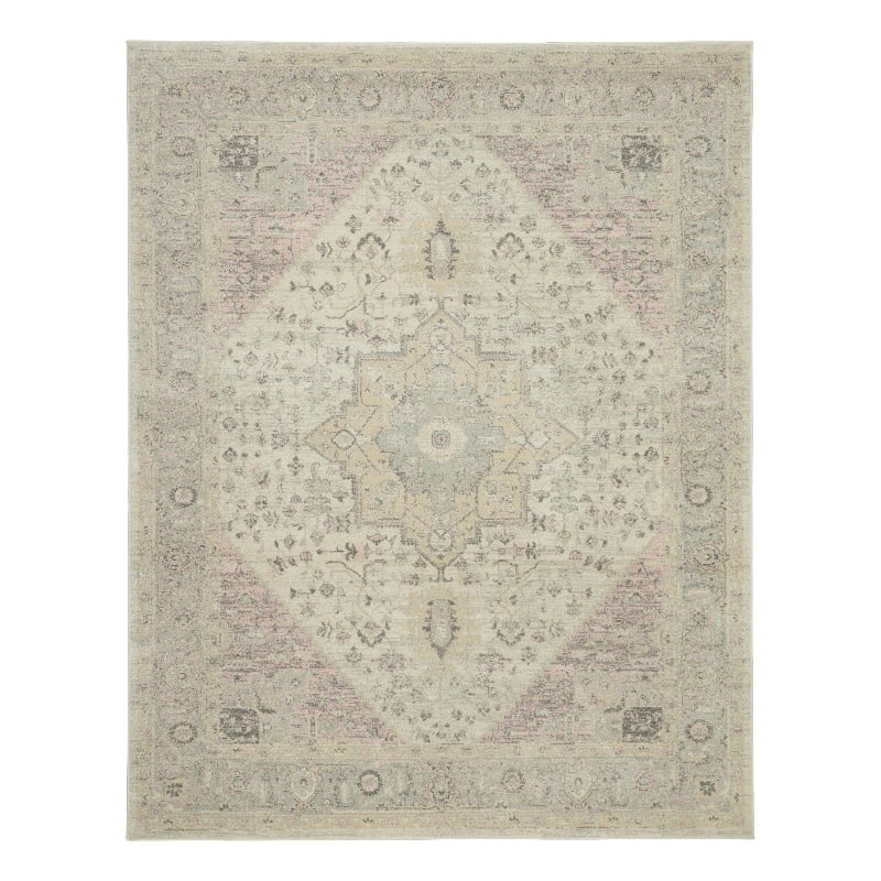Nourison Tranquil 8' x 10' Ivory/Pink Farmhouse Indoor Rug Polypropylene