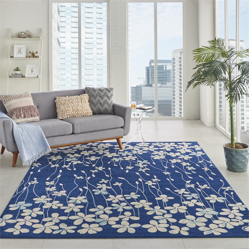 Nourison Tranquil 8' x 10' Navy Indoor Rug Polypropylene
