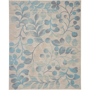 Nourison Tranquil 8'10&quot x 11'10&quot Ivory/Turquoise Farmhouse Indoor Rug