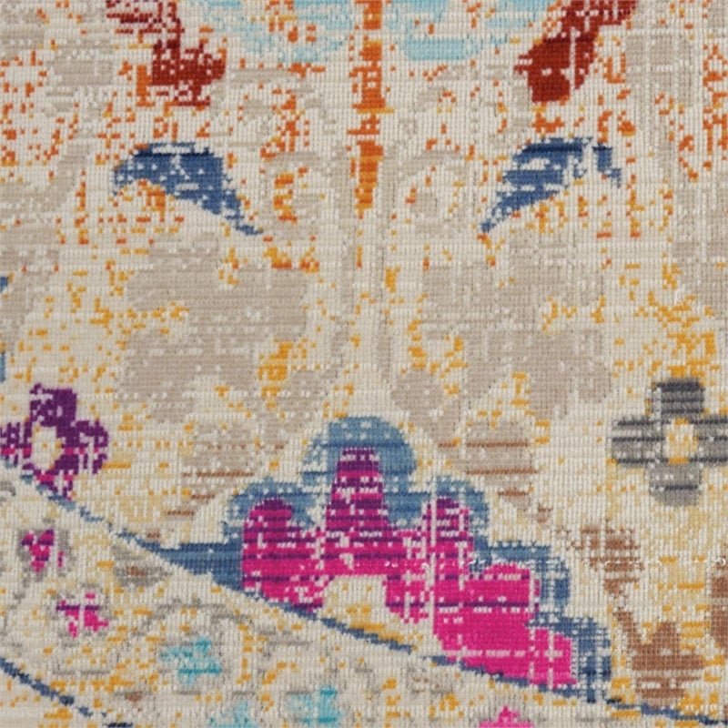 Nourison Vintage 6' Round Ivory-Multicolor Vintage Indoor Rug