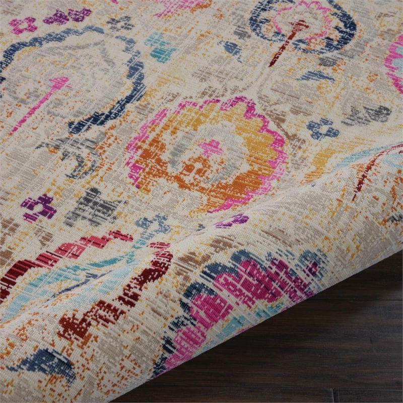 Nourison Vintage 6' Round Ivory-Multicolor Vintage Indoor Rug