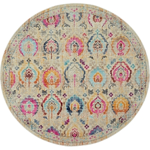 Nourison Vintage 6' Round Ivory-Multicolor Vintage Indoor Rug
