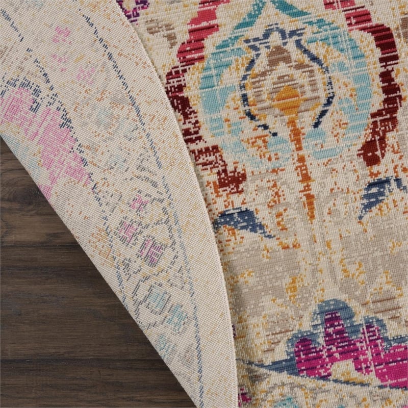 Nourison Vintage 6' Round Ivory-Multicolor Vintage Indoor Rug