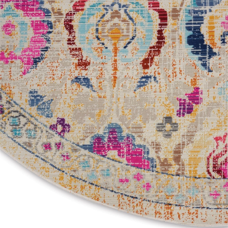 Nourison Vintage 6' Round Ivory-Multicolor Vintage Indoor Rug