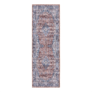 nourison brilliance machine washable 2' x 6' blue/multi vintage indoor rug