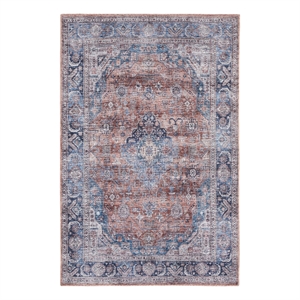 nourison brilliance machine washable 4' x 6' blue/multi vintage indoor rug