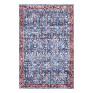nourison brilliance machine washable 4' x 6' blue/brick vintage indoor rug