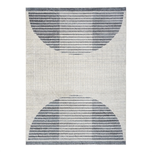 Nourison Astra Machine Washable 5'3&quot x 7' Ivory Blue Mid-Century Indoor Rug