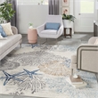 Nourison Pompeii 8' x 10' Ivory Gray Blue Fabric Nautical & Beach Area Rug