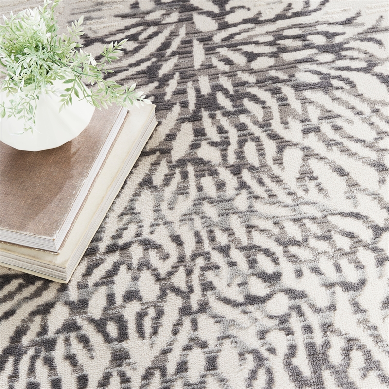 Nourison Pompeii 8' x 10' Ivory Gray Blue Fabric Nautical & Beach Area Rug