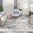 Nourison Pompeii 8' x 10' Ivory Gray Blue Fabric Nautical & Beach Area Rug