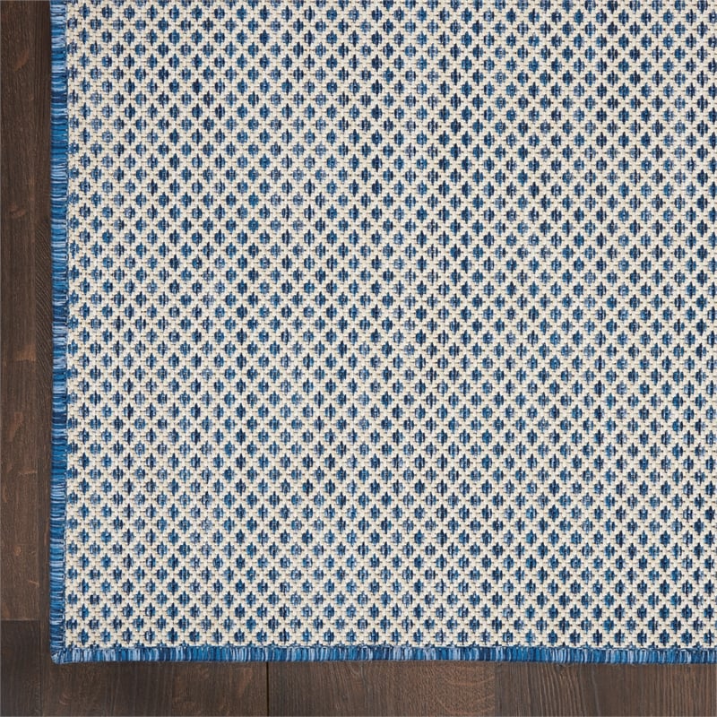 Nourison Courtyard 10' x 14' Ivory Blue Fabric Modern Area Rug (10' x 14')