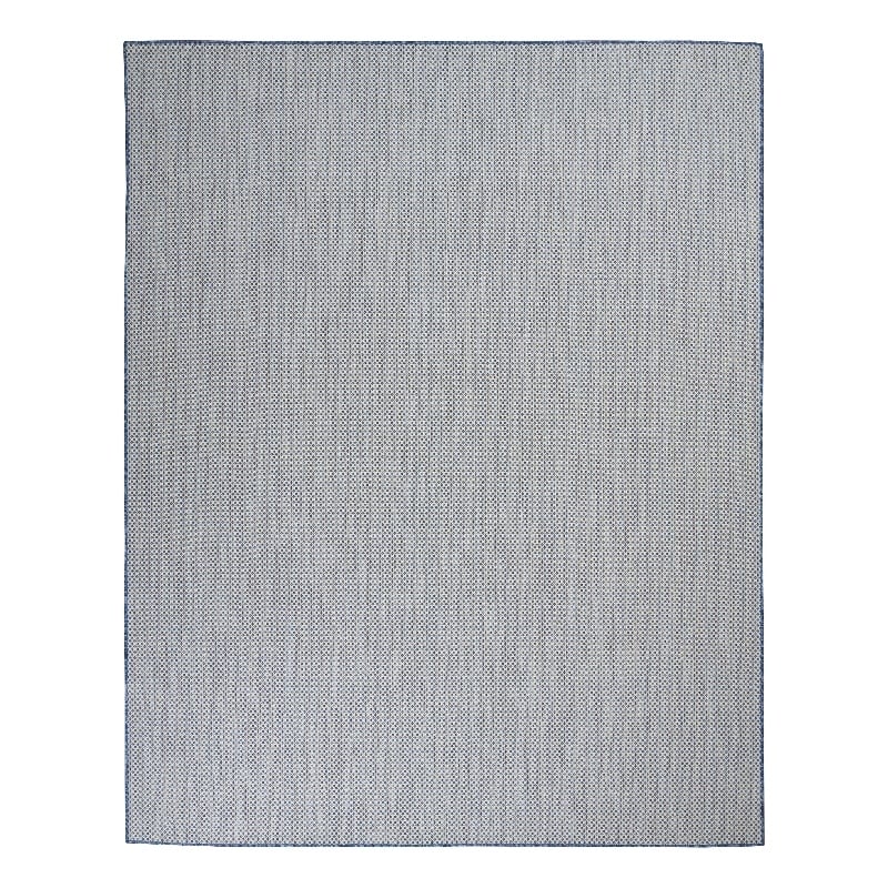 Nourison Courtyard 10' x 14' Ivory Blue Fabric Modern Area Rug (10' x 14')