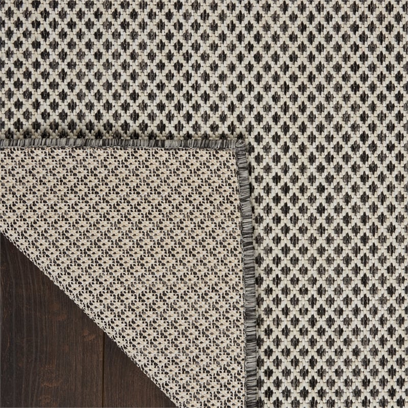 Nourison Courtyard 10' x 14' Ivory Charcoal Fabric Modern Area Rug (10' x 14')