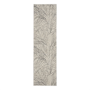 Nourison Rustic Textures 27&quot x 90&quot Fabric Indoor Rug in Ivory/Gray Painterly