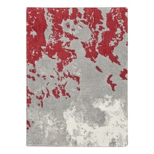 Nourison Twilight 24&quot x 36&quot Wool Indoor Rug in Gray/Red Finish