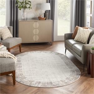 Nourison Elation 60&quot x 96&quot Oval Fabric Indoor Rug in Ivory/Gray