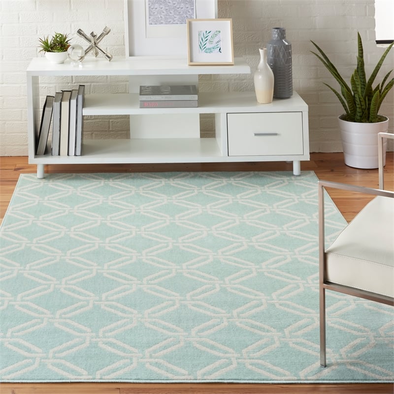 nourison jubilant 5'3&quot x 7'3&quot green coastal nautical & beach indoor rug