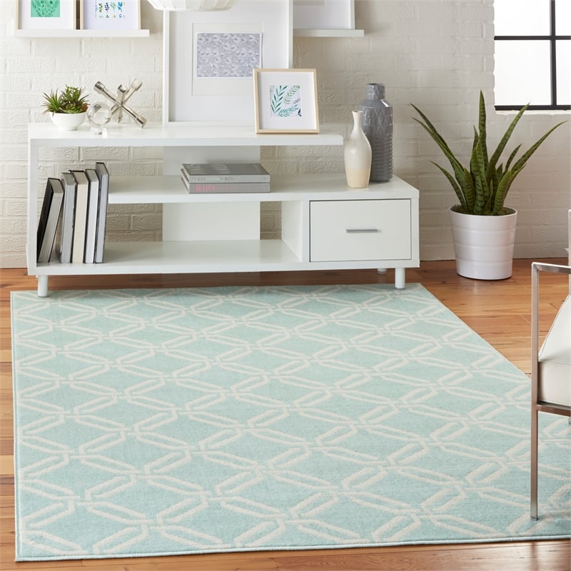nourison jubilant 5'3&quot x 7'3&quot green coastal nautical & beach indoor rug