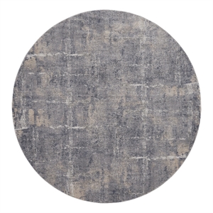 Nourison Rustic Textures 63&quot Round Fabric Indoor Rug in Gray/Beige Painterly