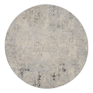 Nourison Rustic Textures 63&quot Round Fabric Indoor Rug in Gray/Beige Painterly
