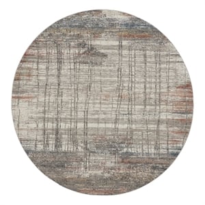 Nourison Rustic Textures 63&quot Round Fabric Indoor Rug in Gray/Multi Painterly