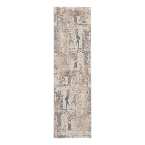 Nourison Rustic Textures 26&quot x 90&quot Fabric Indoor Rug in Beige & Gray Painterly