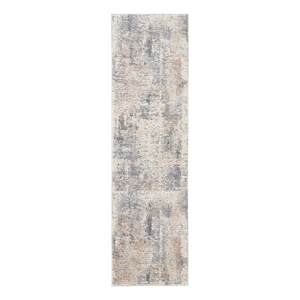 Nourison Rustic Textures 26&quot x 90&quot Fabric Indoor Rug in Beige/Gray Painterly