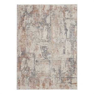 Nourison Rustic Textures 63&quot x 87&quot Fabric Indoor Rug in Beige & Gray Painterly