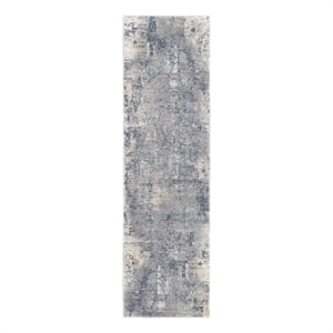 Nourison Rustic Textures 26&quot x 90&quot Fabric Indoor Rug in Gray & Beige Painterly