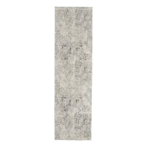 Nourison Rustic Textures 26&quot x 90&quot Fabric Indoor Rug in Gray/Beige Painterly