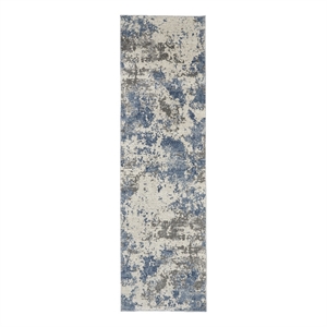 Nourison Rustic Textures 26&quot x 90&quot Fabric Indoor Rug in Gray/Blue Painterly