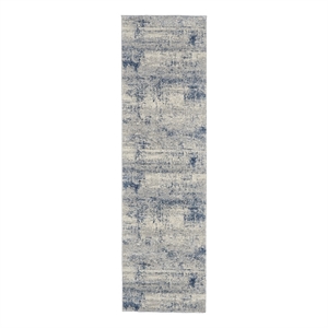 Nourison Rustic Textures 26&quot x 90&quot Fabric Indoor Rug in Ivory/Blue Artistic