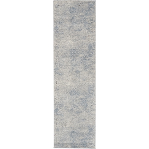 Nourison Rustic Textures 26&quot x 90&quot Fabric Indoor Rug in Ivory & Blue Painterly