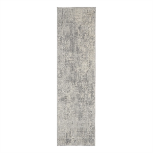 Nourison Rustic Textures 26&quot x 90&quot Fabric Indoor Rug in Ivory/Silver Painterly