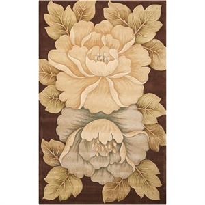 Nourison Tropics 42&quot x 66&quot Wool Indoor Rug in Brown Floral Finish