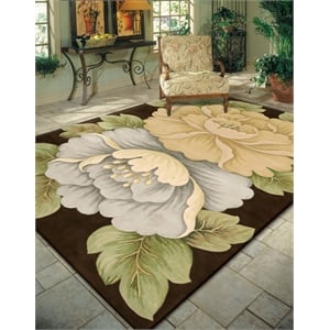 Nourison Tropics 63&quot x 99&quot Wool Indoor Rug in Brown Floral Finish