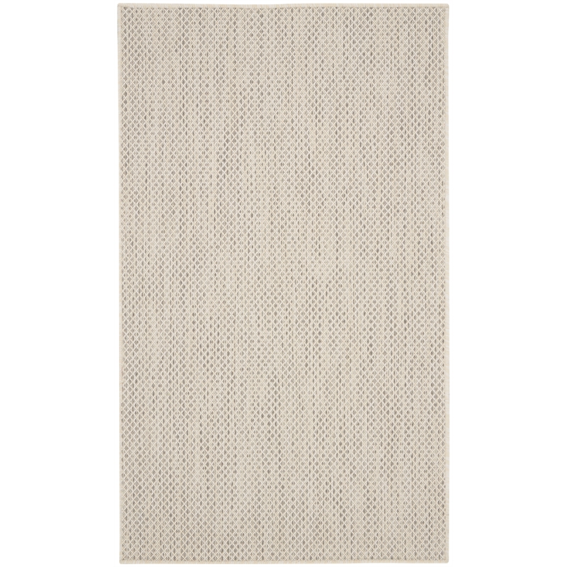 Nourison Courtyard 3' x 5' Ivory Silver Fabric Modern Area Rug (3' x 5')