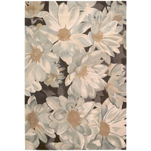 Nourison Tropics 63&quot x 99&quot Wool Indoor Rug in Mocha Brown Floral