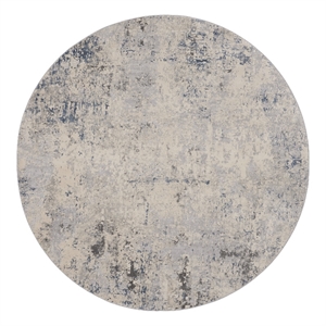 Nourison Rustic Textures 63&quot Round Fabric Indoor Rug in Ivory Gray Painterly